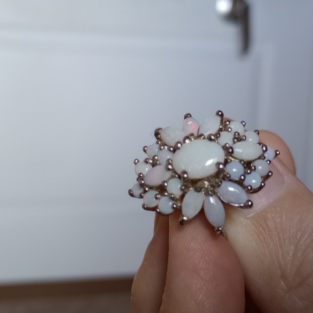 October Birthstone Opal Cluster Ring - image 3